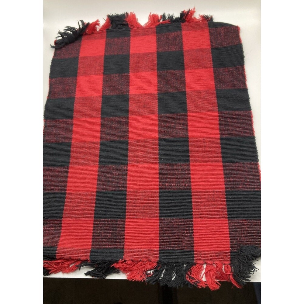 New Rectangle Red Black Buffalo Plaid Lot of 8 Fabric Placemats 16 x 14